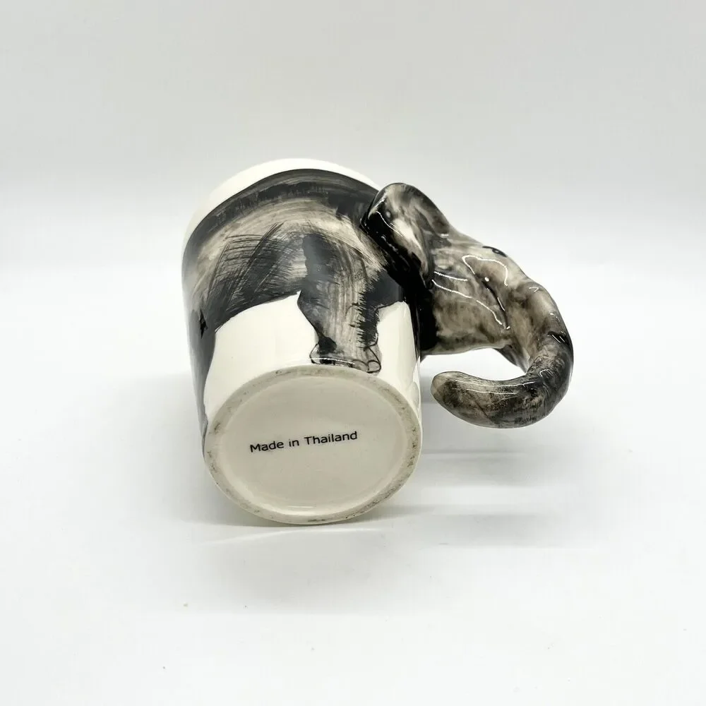Elephant Coffee Mug Cup 3D Trunk Is The Handle Handmade Tea Animals Kitschy - Picture 5 of 6
